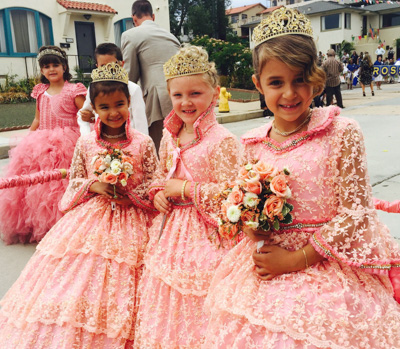 Girls celebrating 2021 Festa Parade in San Diego